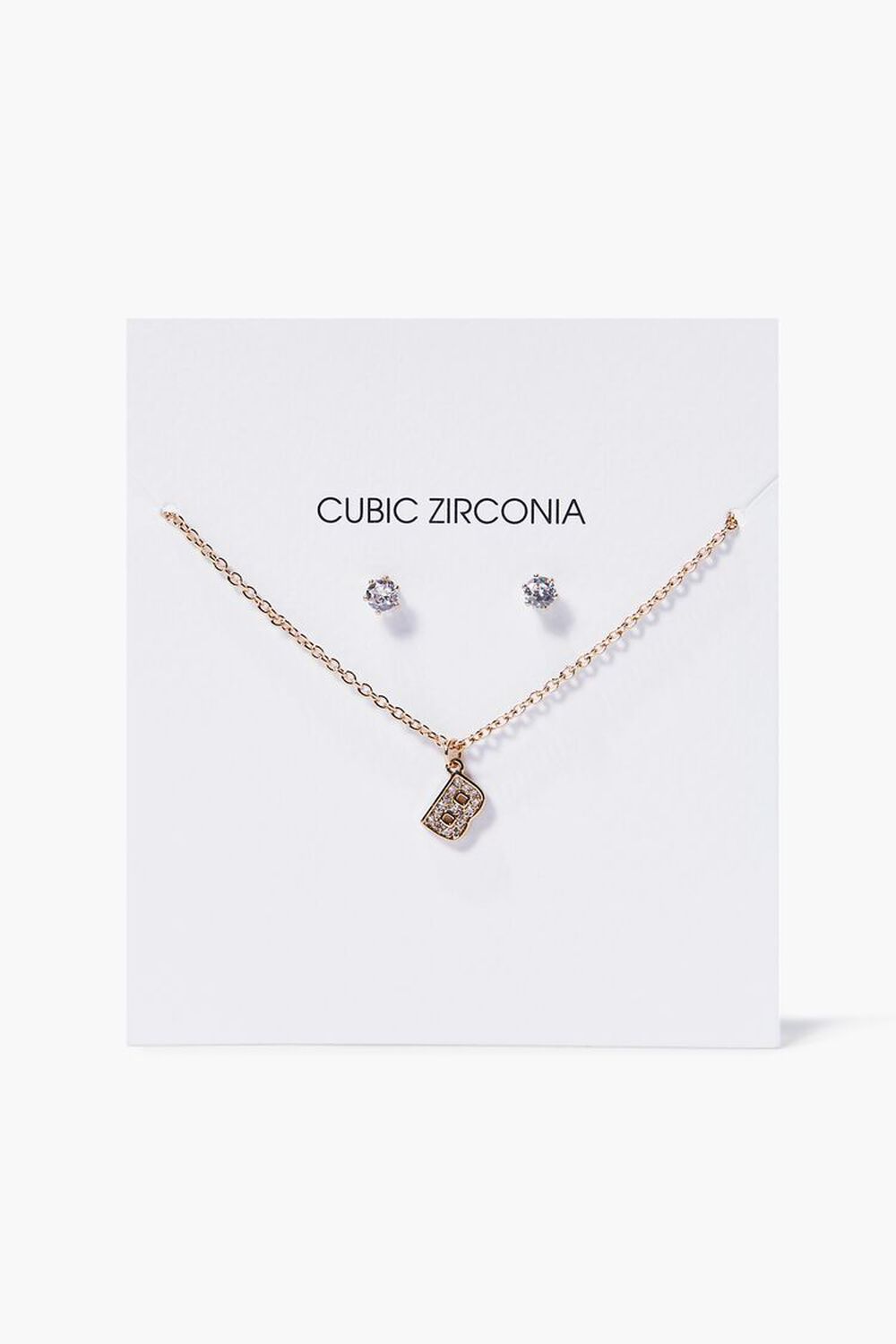 CZ Letter Necklace & Stud Earrings Set, image 1
