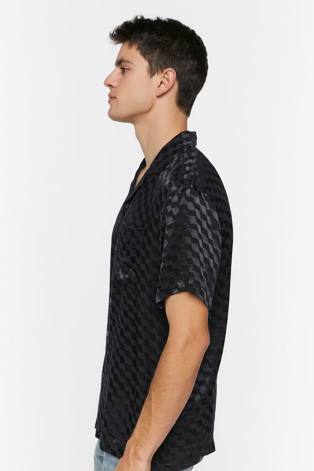 BLACK Satin Checkered Shirt, image 2