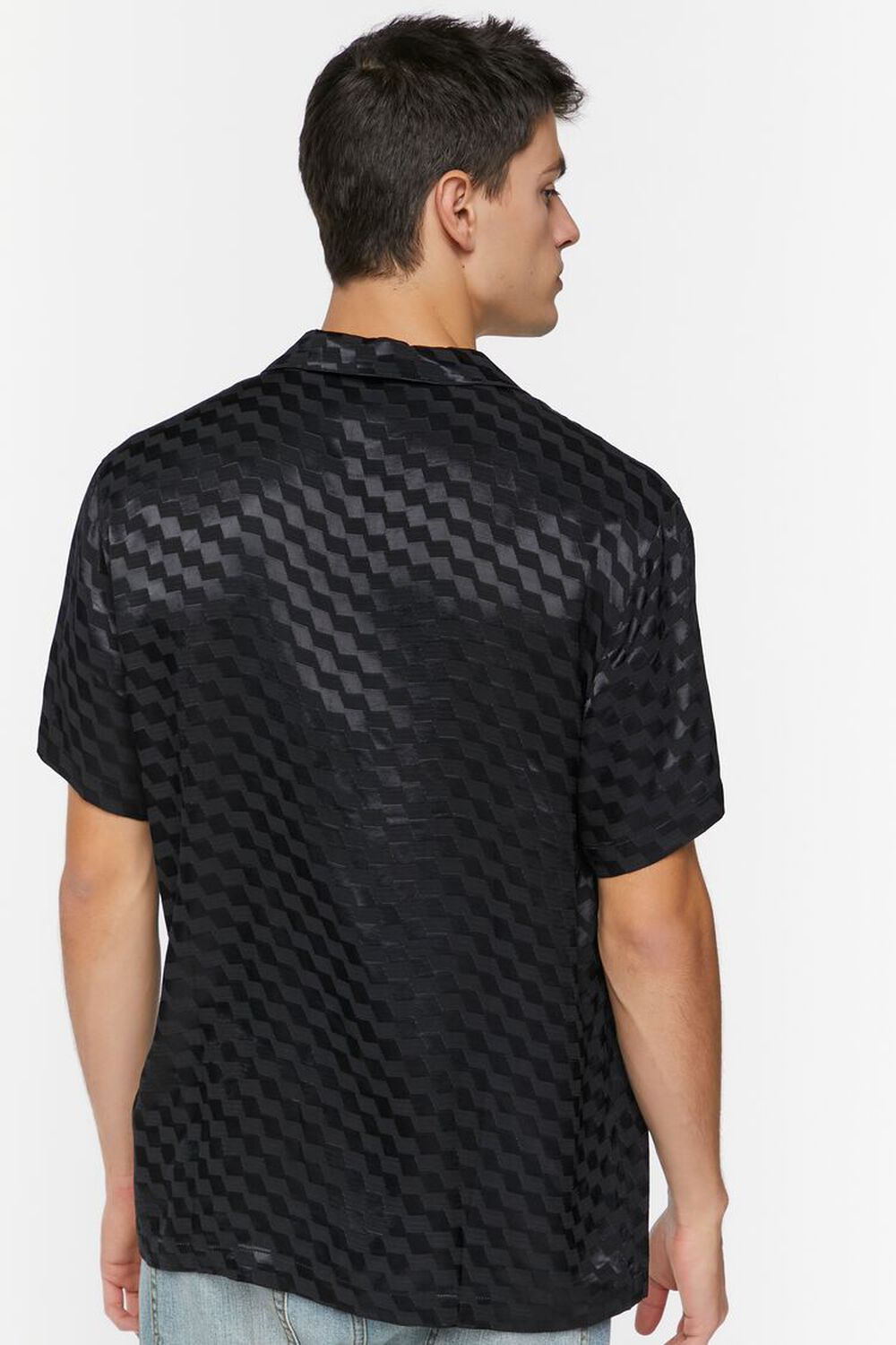 BLACK Satin Checkered Shirt, image 3