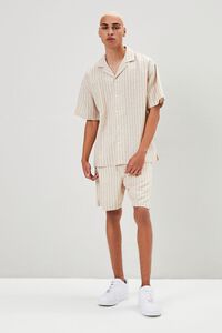TAUPE/CREAM Pinstriped Linen-Blend Shirt, image 4