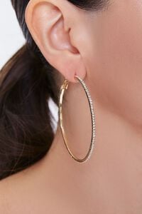 GOLD/CLEAR Oversized Rhinestone Hoop Earrings, image 1