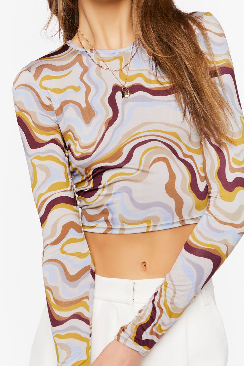 Abstract Marble Print Crop Top