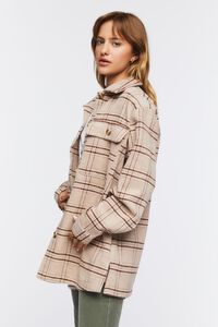 TAN/BROWN Plaid Button-Front Shacket, image 3