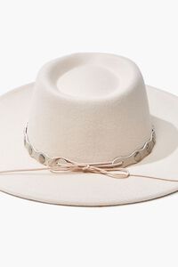 CREAM/SILVER Studded-Trim Felt Panama Hat, image 4