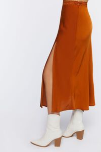 ROOT BEER Satin Side-Slit Midi Skirt, image 4
