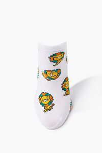 WHITE/MULTI Lion Graphic Ankle Socks, image 3