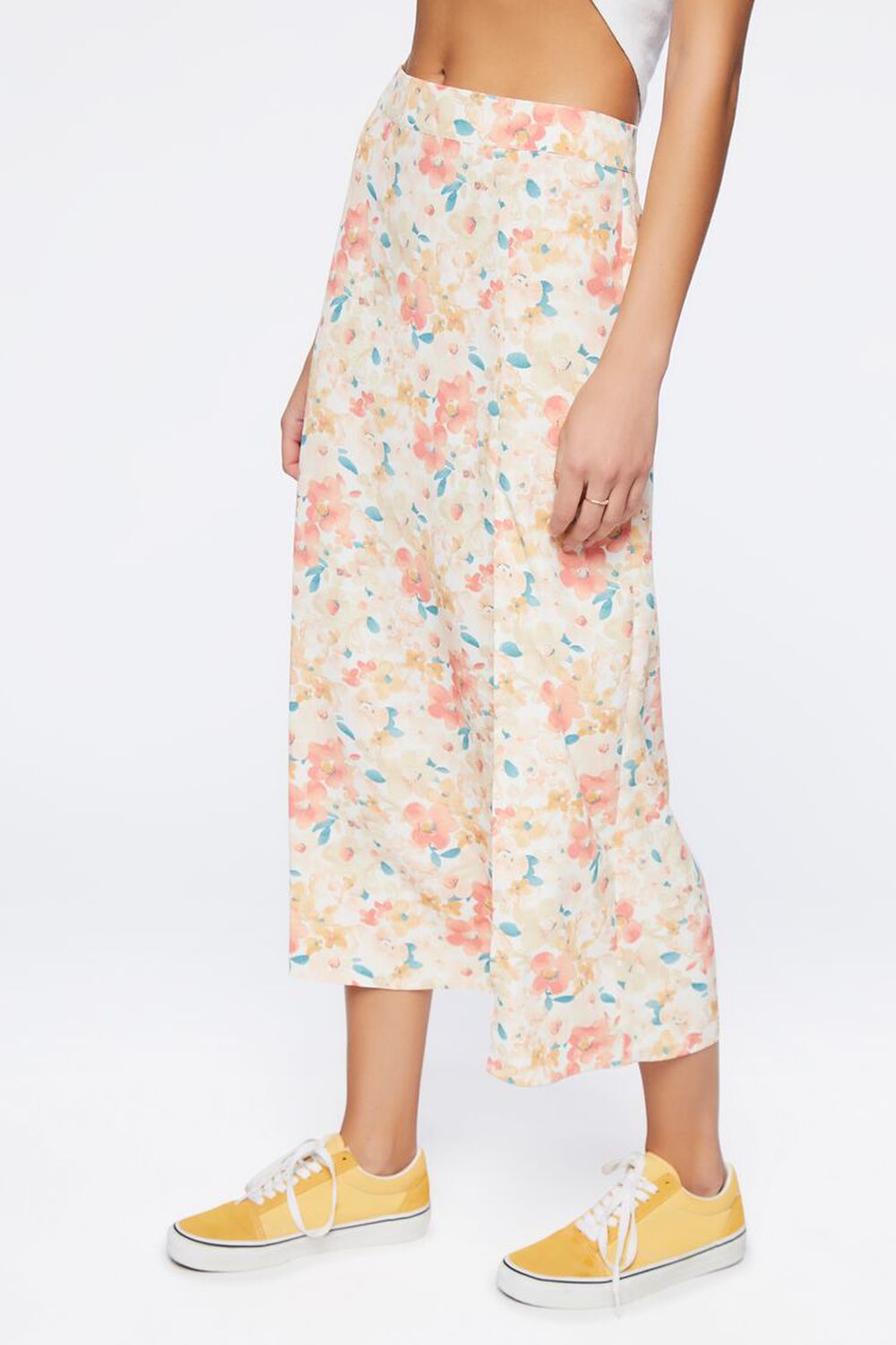 CREAM/MULTI Floral Print Midi Skirt, image 3