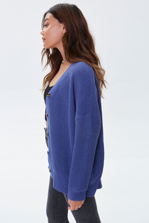 BLUE Ribbed Knit Cardigan Sweater, image 2