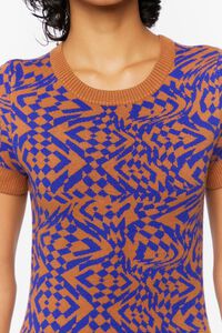 BLUE/BROWN Abstract Sweater Mini Dress, image 5