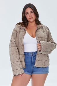 BROWN Plus Size Quilted Jacket, image 2