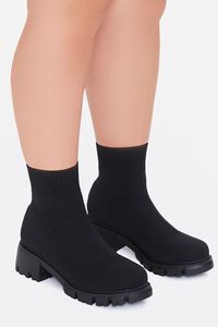 BLACK Lug-Sole Sock Booties (Wide), image 2