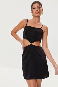 BLACK Satin Cutout Mini Dress, image 1