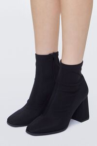 BLACK Faux Leather Zip-Up Booties, image 1