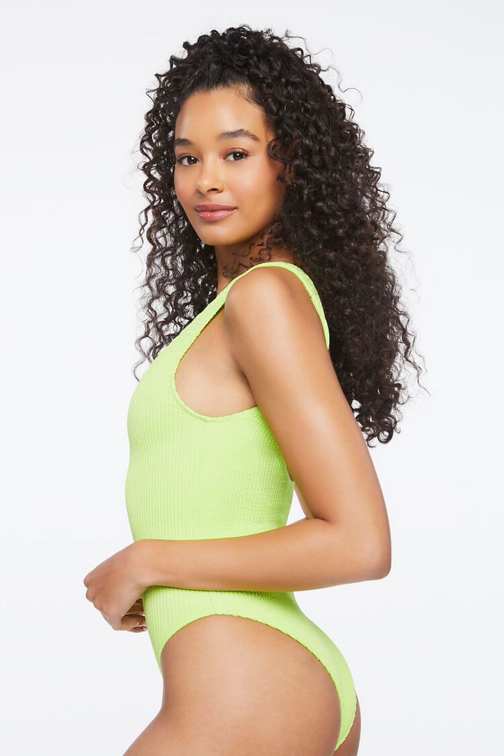 LIME V-Neck One-Piece Swimsuit, image 2