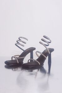 BLACK Rhinestone Ankle-Wrap Stiletto Heels, image 1