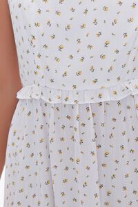 CREAM/YELLOW Floral Print Lace-Up Mini Dress, image 5