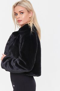 BLACK Cropped Faux Fur Coat, image 2