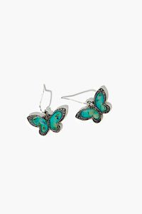 GREEN/SILVER Butterfly Drop Earrings, image 1