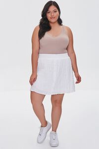 IVORY Plus Size Tiered Buttoned Mini Skirt, image 5