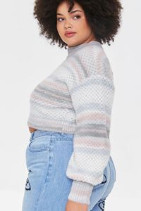 SAGE/MULTI Plus Size Striped Fuzzy Knit Sweater, image 2