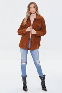 BROWN Faux Shearling Button-Front Shacket, image 4