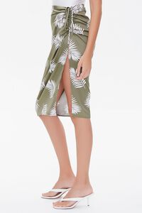 OLIVE/WHITE Tropical Leaf Print Skirt, image 3