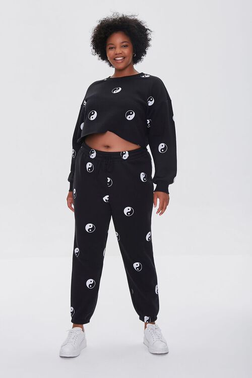 BLACK/MULTI Plus Size Yin Yang Print Sweatshirt, image 4