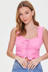 PINK ICING Lace-Up Crop Top, image 1
