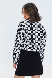 BLACK/WHITE Floral Checkered Twill Jacket, image 3