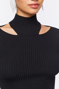 BLACK Ribbed Cutout Sweater-Knit Top, image 5