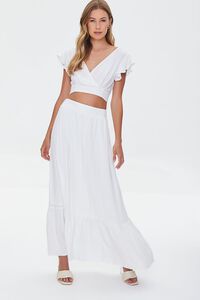 WHITE Surplice Crop Top & Skirt Set, image 6