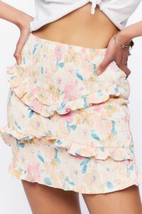 PINK/MULTI Smocked Floral Print Mini Skirt, image 6