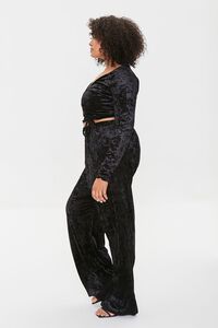 BLACK Plus Size Velvet Top & Pants Set, image 2