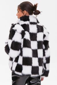 BLACK/WHITE Checkered Faux Fur Coat, image 3