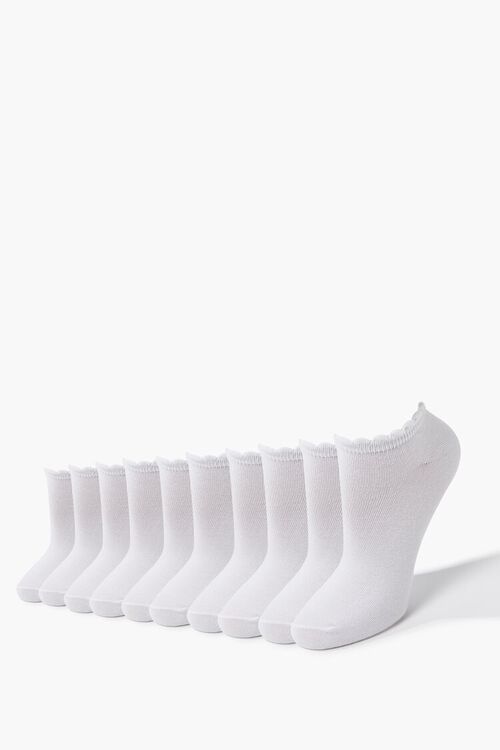 WHITE/WHITE Scalloped-Trim Ankle Socks - 5 Pack, image 1