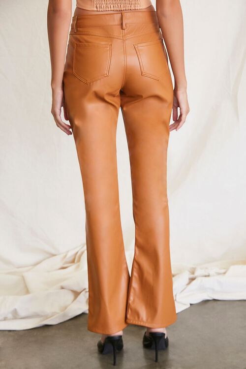 CAMEL Faux Leather Flare Pants, image 4