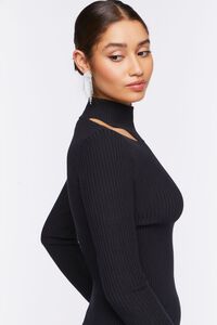 BLACK Ribbed Cutout Sweater-Knit Top, image 2