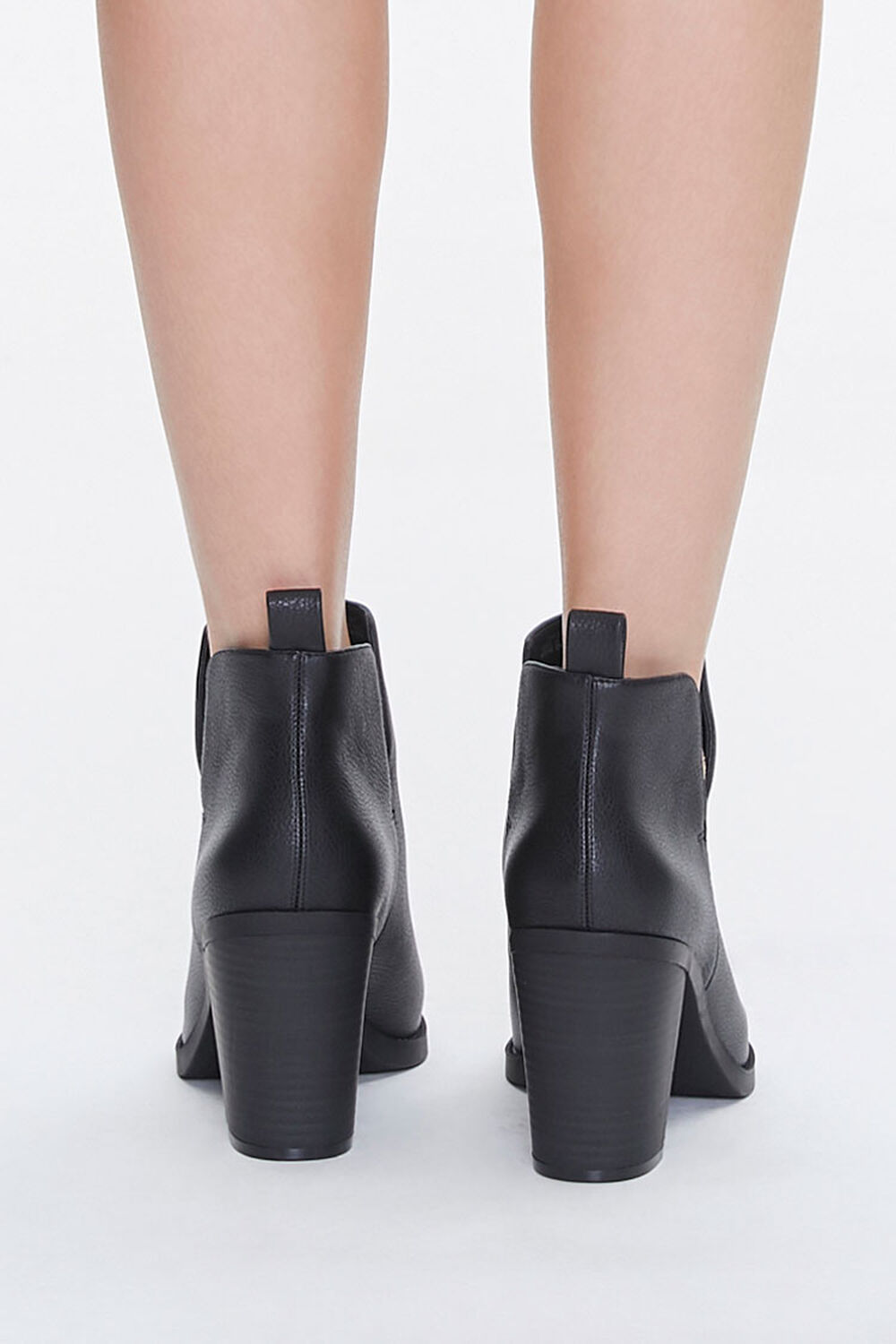 BLACK Faux Leather Pointed Booties, image 3