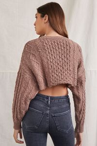 TAUPE Cropped Cable Knit Sweater, image 3