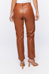 BROWN Faux Leather High-Rise Pants, image 4