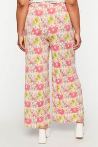 PINK/MULTI Plus Size Floral Print Wide-Leg Pants, image 4