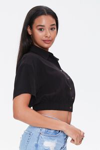 BLACK Cropped Button-Up Shirt, image 2