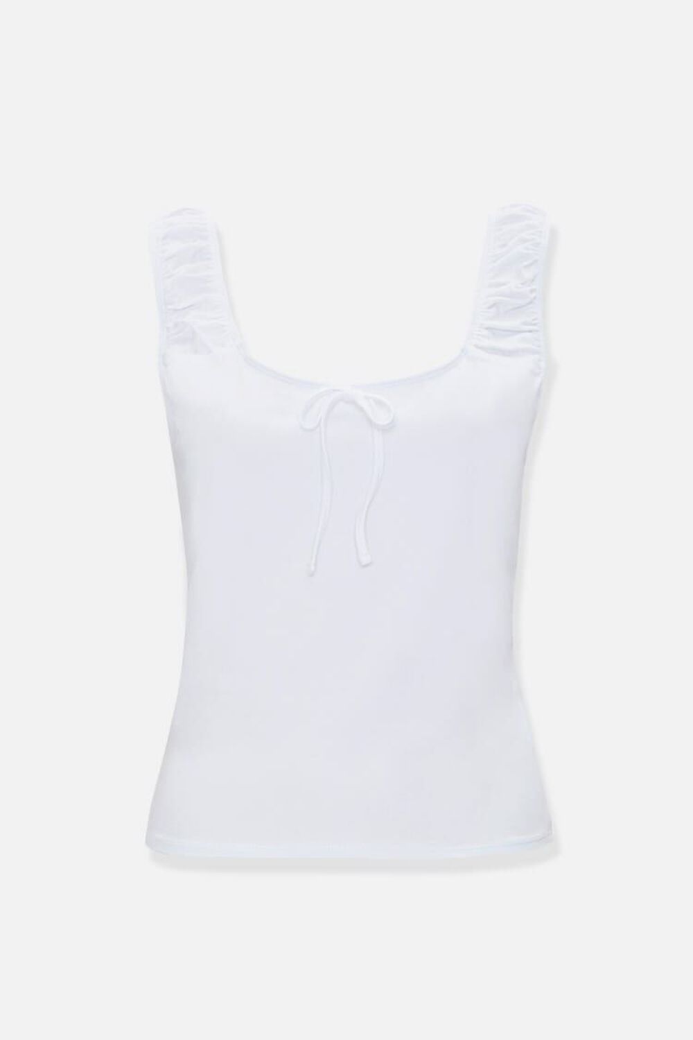 WHITE Ruched-Strap Tank Top, image 1