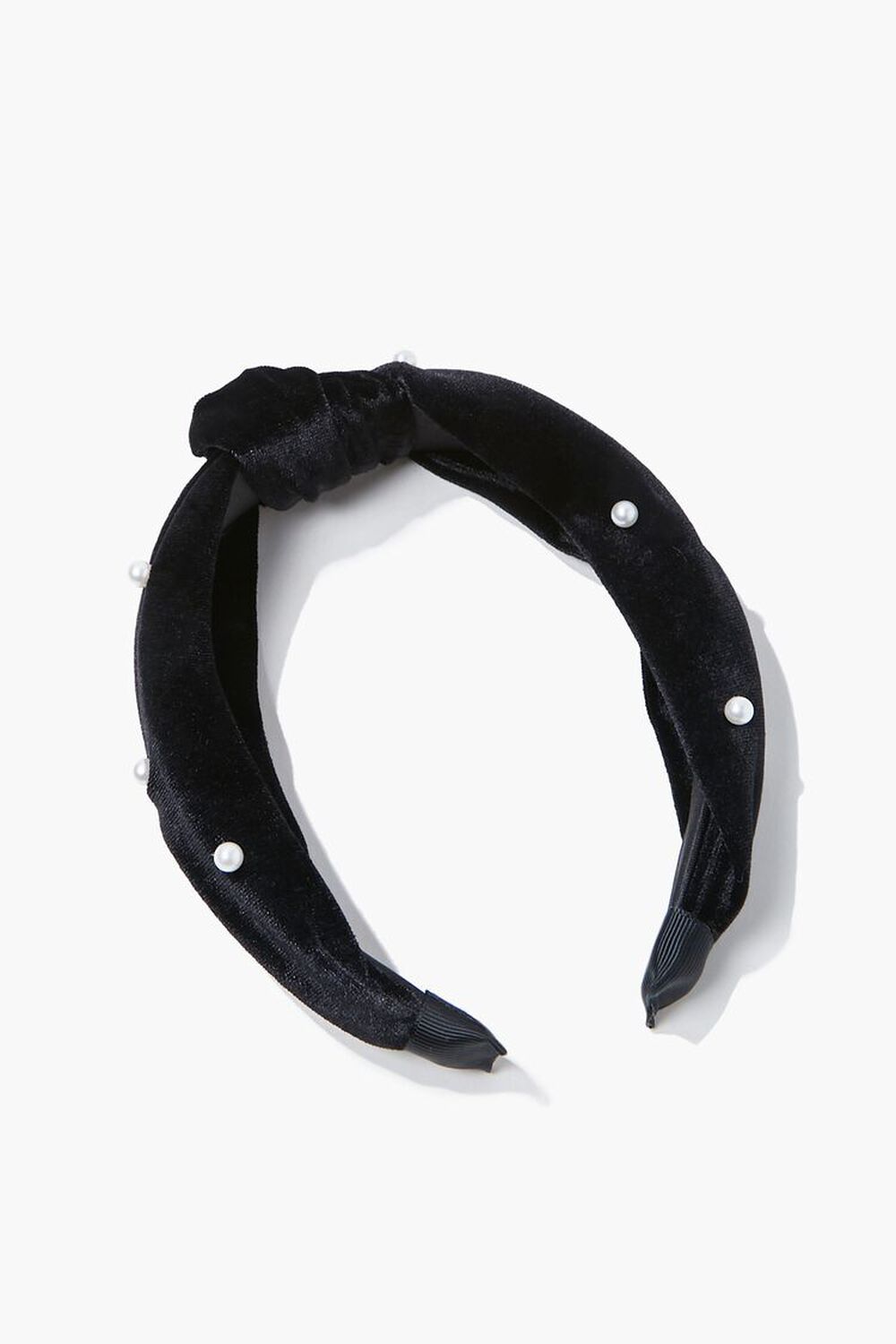 BLACK Faux Pearl Velvet Headband, image 1