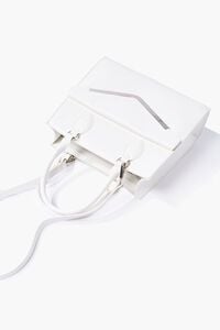 WHITE Structured Faux Leather Satchel, image 4