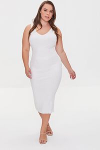 WHITE Plus Size Ribbed Tank Dress, image 4