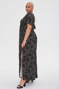 BLACK/CREAM Plus Size Floral Print Maxi Dress, image 2