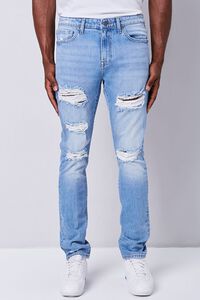 MEDIUM DENIM Premium Distressed Slim-Fit Jeans, image 2