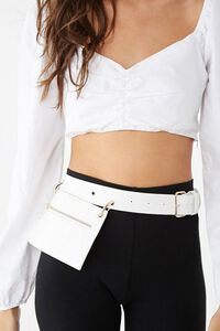WHITE Faux Croc Leather Belt Bag, image 1