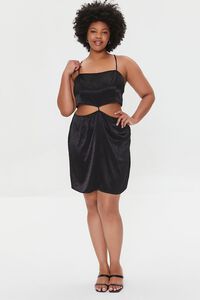 BLACK Plus Size Satin Cutout Mini Dress, image 4